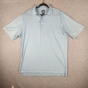 FootJoy ProDry Stretch Golf Polo Shirt Mens M‎ Blue Houndstooth Moisture Wicking